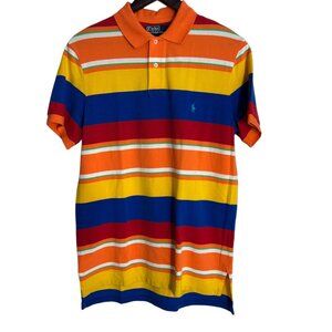 Vtg Polo Ralph Lauren Rainbow Multicolor Stripe Size Medium Custom Fit Shirt